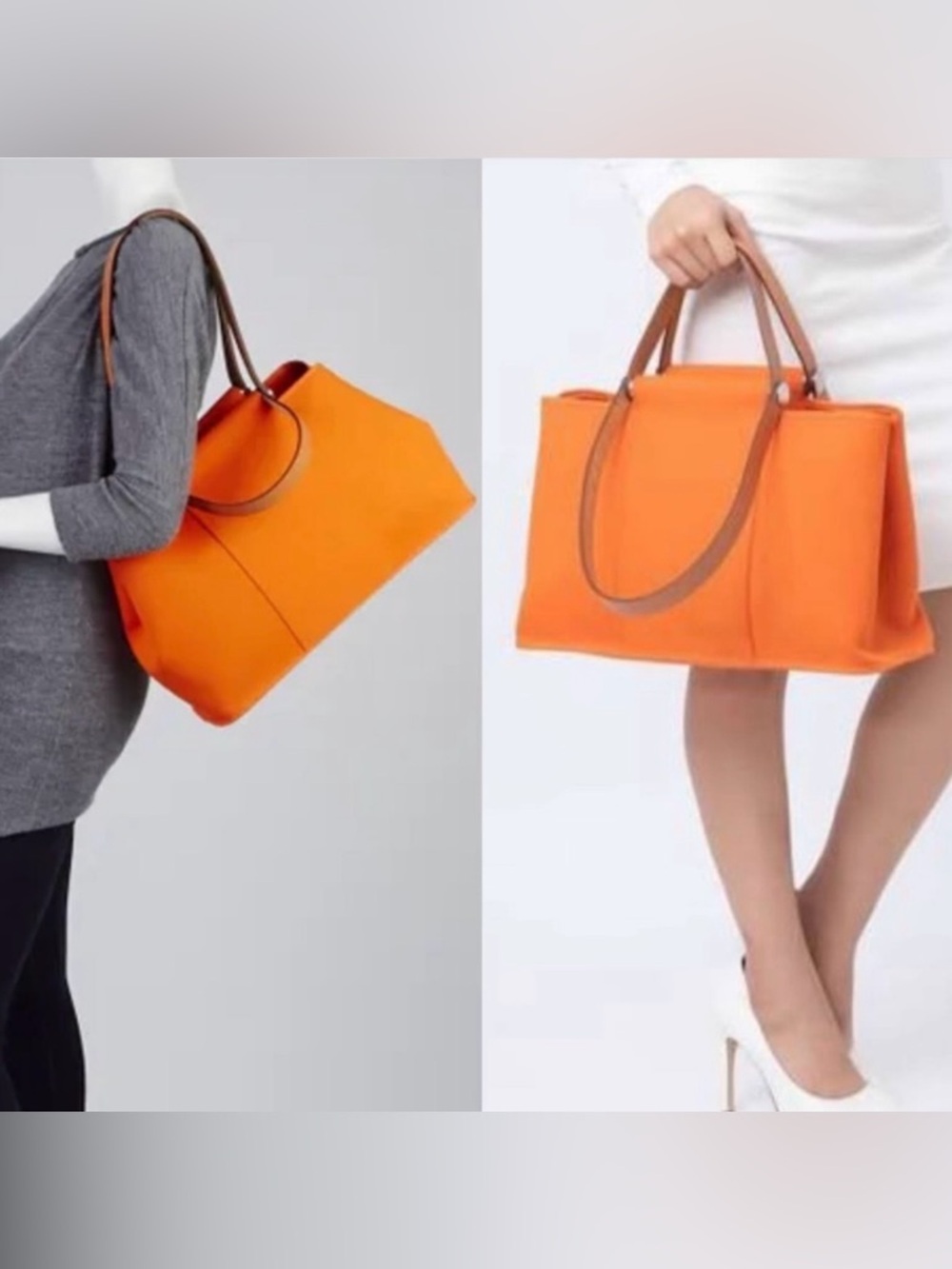 Hermès Cabag Elan tote bag in pink toile officier canvas and tan leather.